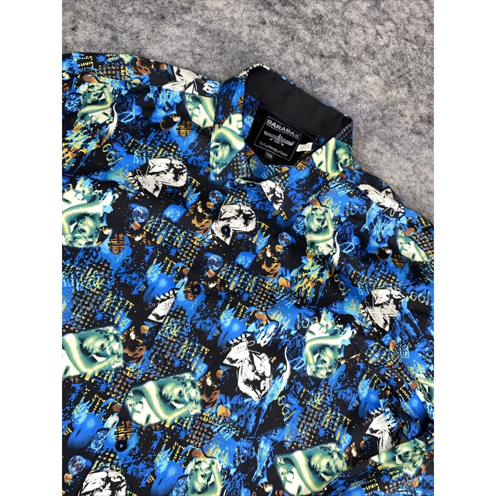 Barabas Long Sleeve Button Up Shirt Mens Size XXL‎ Blue Lady Geometric Print